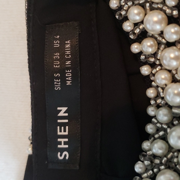 Embezzled collar with pearls black small blouse - Picture 8 of 9